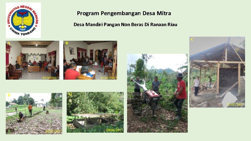 Program Pengembangan Desa Mitra Desa Mandiri Pangan Non Beras Di Ranaan Riau 