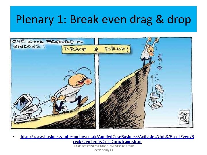 Plenary 1: Break even drag & drop • http: //www. businessstudiesonline. co. uk/Applied. Gcse. Plenary 1: Break even drag & drop • http: //www. businessstudiesonline. co. uk/Applied. Gcse.