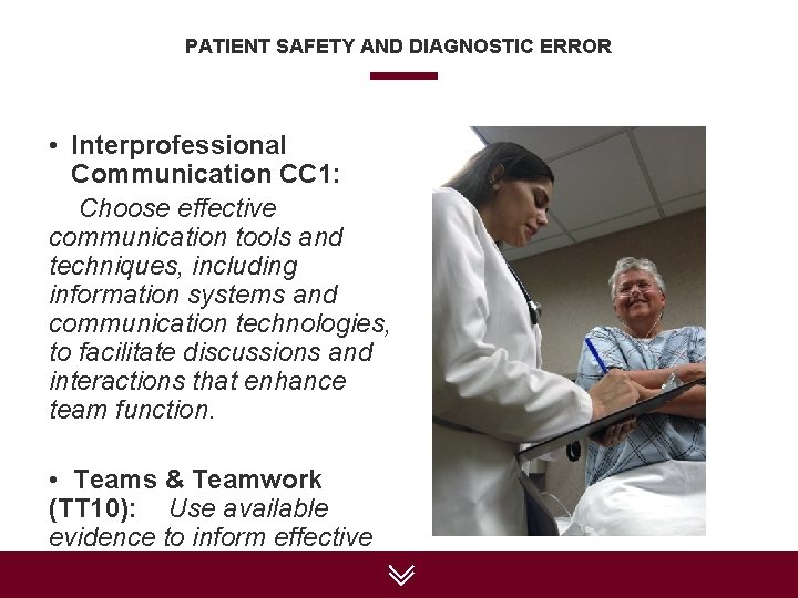 PATIENT SAFETY AND DIAGNOSTIC ERROR • Interprofessional Communication CC 1: Choose effective communication tools