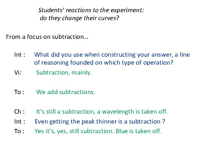 Students’ reactions to the experiment: do they change their curves? From a focus on