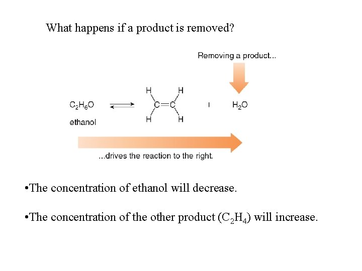 What happens if a product is removed? • The concentration of ethanol will decrease.