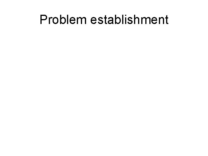 Problem establishment 