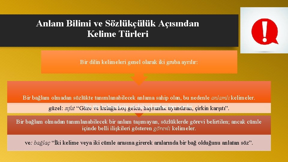 Anlam Bilimi ve Sözlükçülük Açısından Kelime Türleri Bir dilin kelimeleri genel olarak iki gruba