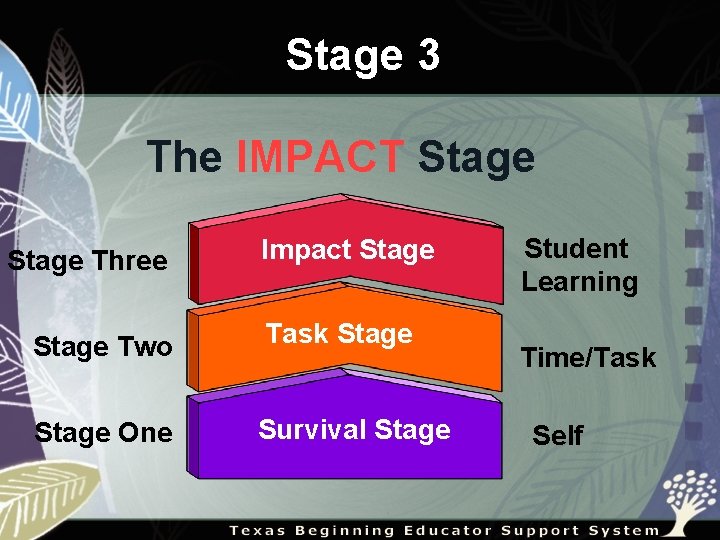 Stage 3 The IMPACT Stage Three Impact Stage Two Task Stage One Survival Stage