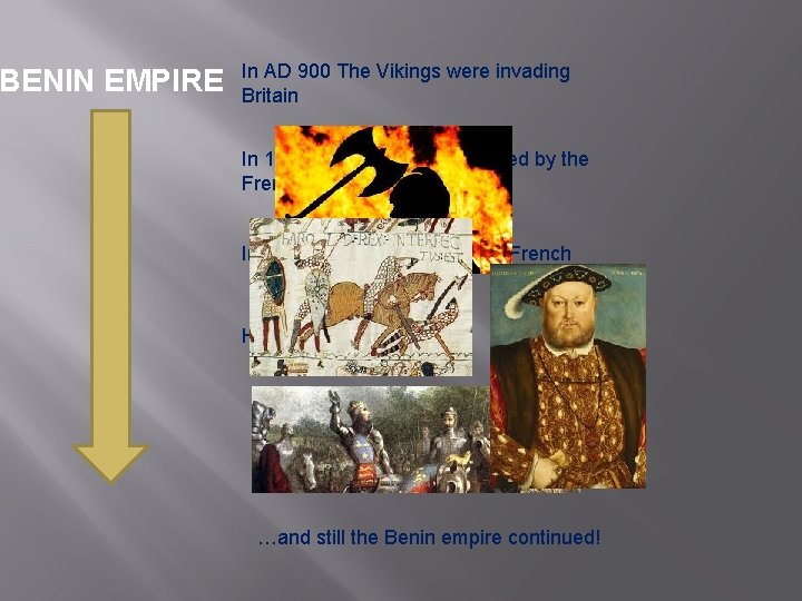 BENIN EMPIRE In AD 900 The Vikings were invading Britain In 1066 England was