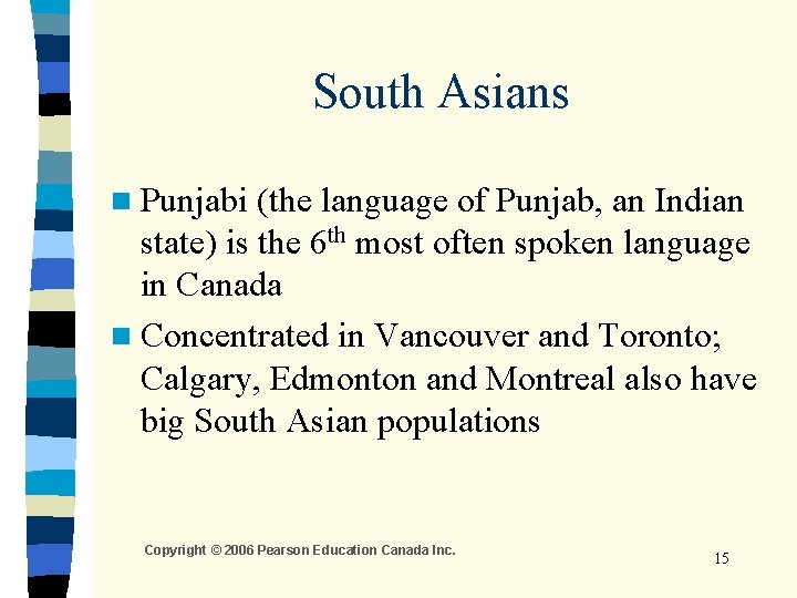 South Asians n Punjabi (the language of Punjab, an Indian state) is the 6