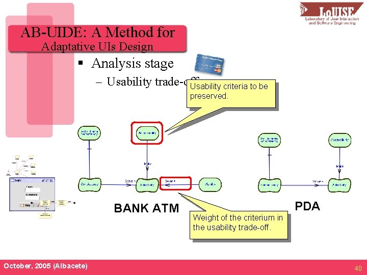 AB-UIDE: A Method for Adaptative UIs Design § Analysis stage – Usability trade-off Usability