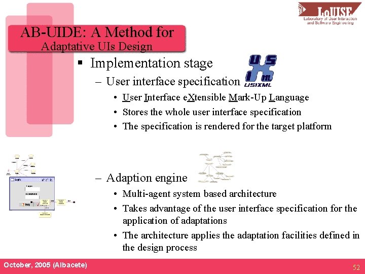 AB-UIDE: A Method for Adaptative UIs Design § Implementation stage – User interface specification