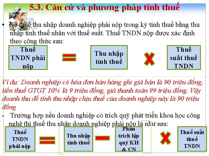 5. 3. Căn cứ và phương pháp tính thuế • Số thuế thu nhập