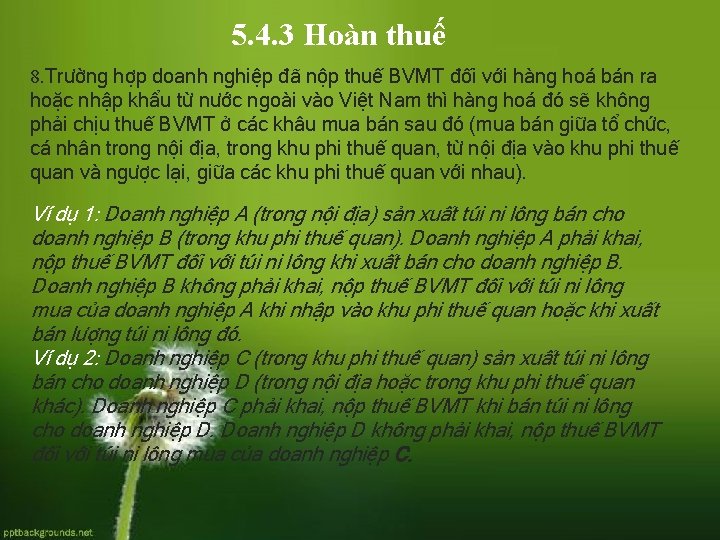 5. 4. 3 Hoàn thuế 8. Trường hợp doanh nghiệp đã nộp thuế BVMT