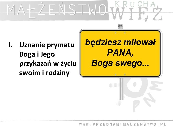 będziesz miłował PANA, będziesz miłował I. Uznanie Boga prymatuswego. . . PANA, Boga i