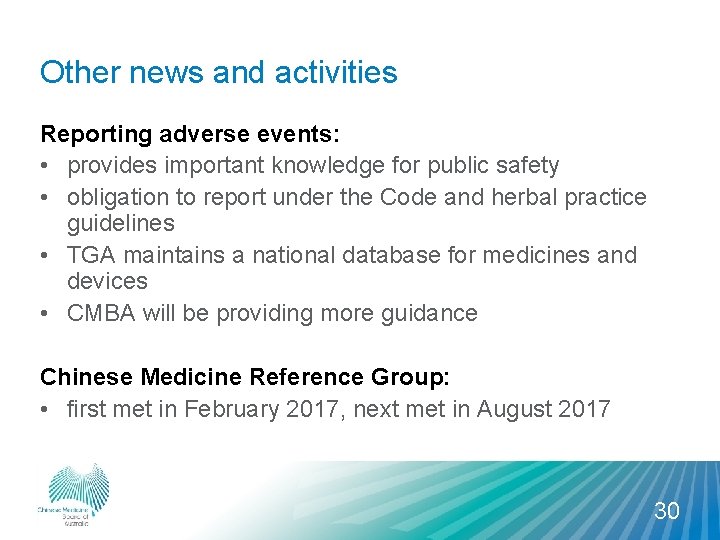 Other news and activities Reporting adverse events: • provides important knowledge for public safety