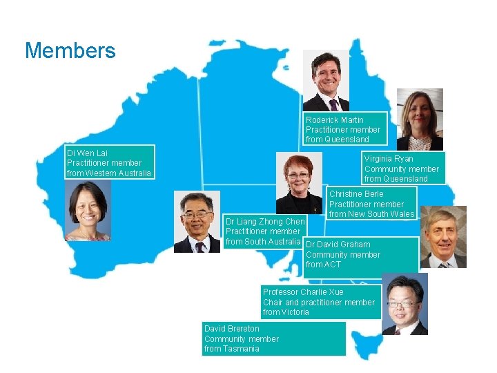 Members Roderick Martin Practitioner member from Queensland Di Wen Lai Practitioner member from Western