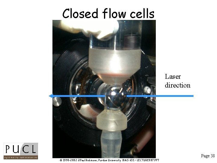 Closed flow cells Laser direction Page 38 © 1990 -2002 J. Paul Robinson, Purdue Closed flow cells Laser direction Page 38 © 1990 -2002 J. Paul Robinson, Purdue