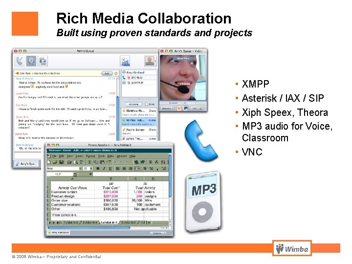 Rich Media Collaboration Built using proven standards and projects • • XMPP Asterisk /