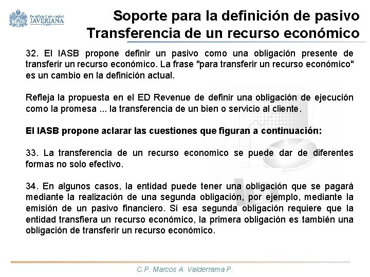 Soporte para la definición de pasivo Transferencia de un recurso económico 32. El IASB