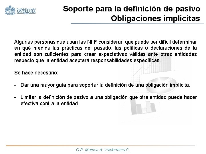 Soporte para la definición de pasivo Obligaciones implicitas Algunas personas que usan las NIIF