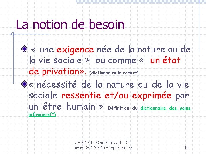 La notion de besoin « une exigence née de la nature ou de la La notion de besoin « une exigence née de la nature ou de la