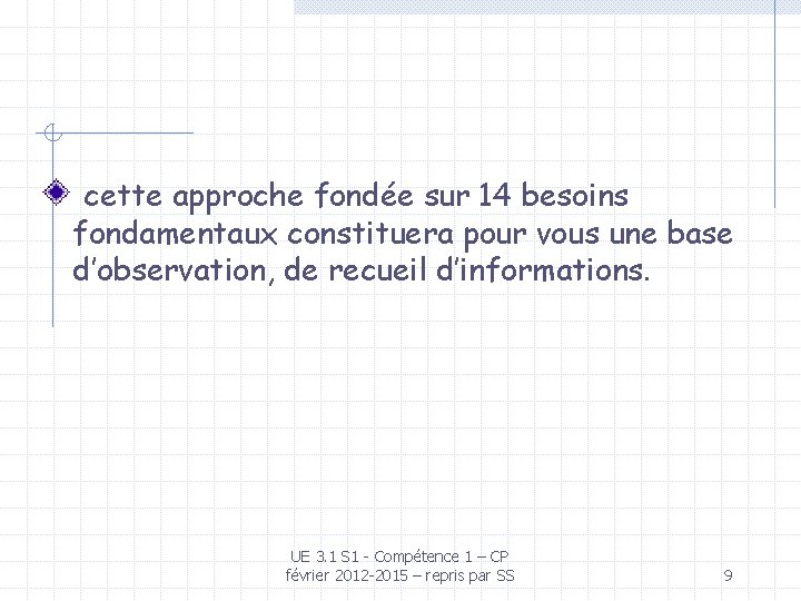  cette approche fondée sur 14 besoins fondamentaux constituera pour vous une base d’observation,