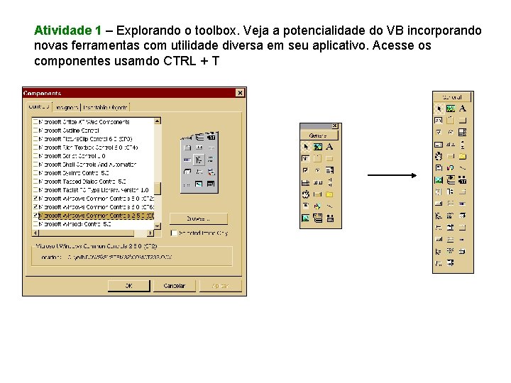 Atividade 1 – Explorando o toolbox. Veja a potencialidade do VB incorporando novas ferramentas