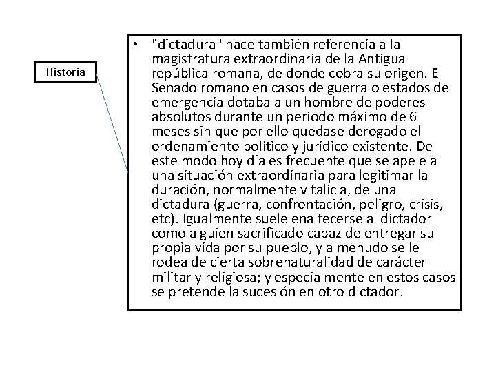 Historia • "dictadura" hace también referencia a la magistratura extraordinaria de la Antigua república