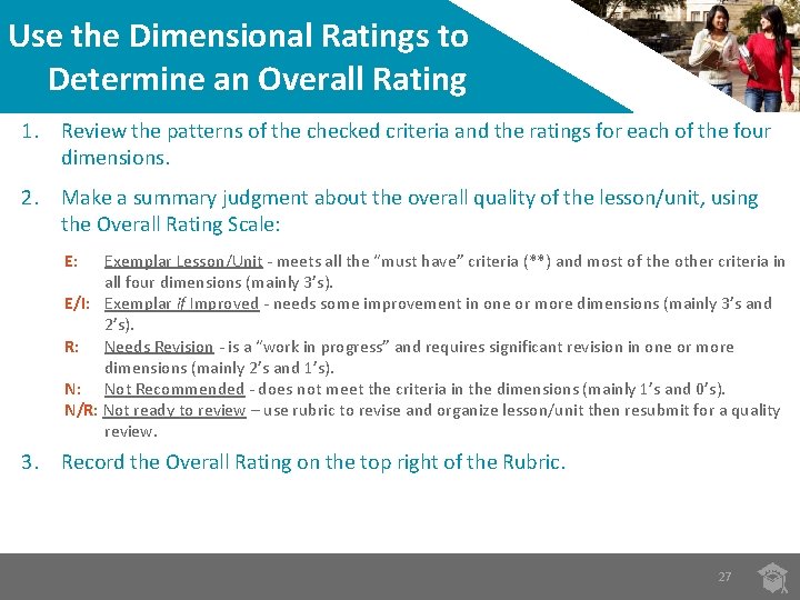 Use the Dimensional Ratings to Determine an Overall Rating 1. Review the patterns of