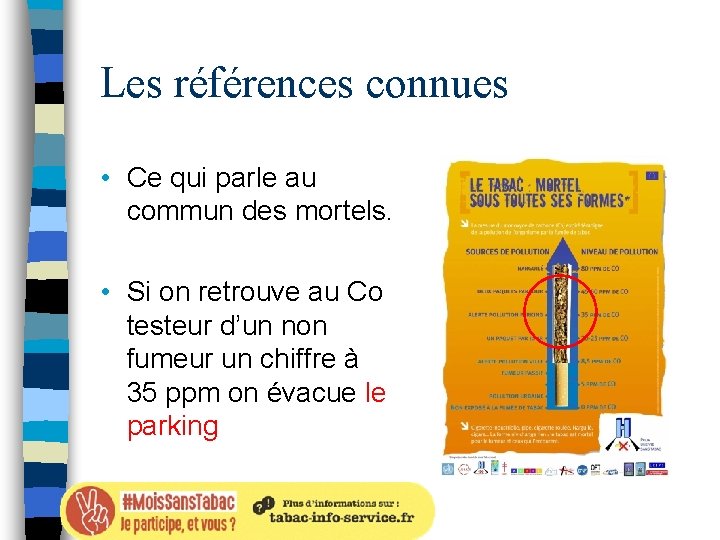 Les références connues • Ce qui parle au commun des mortels. • Si on