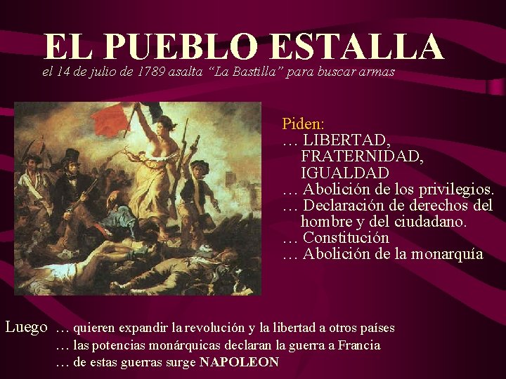 EL PUEBLO ESTALLA el 14 de julio de 1789 asalta “La Bastilla” para buscar