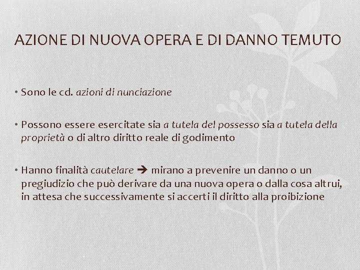 AZIONE DI NUOVA OPERA E DI DANNO TEMUTO • Sono le cd. azioni di