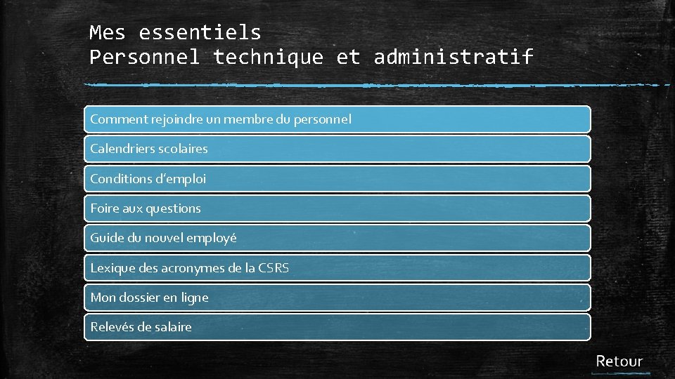 Mes essentiels Personnel technique et administratif Comment rejoindre un membre du personnel Calendriers scolaires