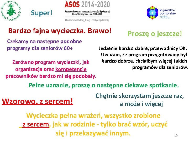 Super! Bardzo fajna wycieczka. Brawo! Czekamy na następne podobne programy dla seniorów 60+ Zarówno