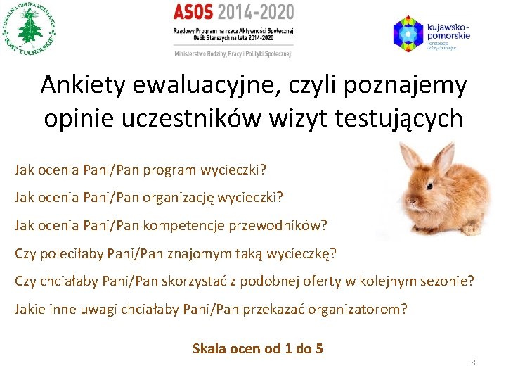 Ankiety ewaluacyjne, czyli poznajemy opinie uczestników wizyt testujących Jak ocenia Pani/Pan program wycieczki? Jak