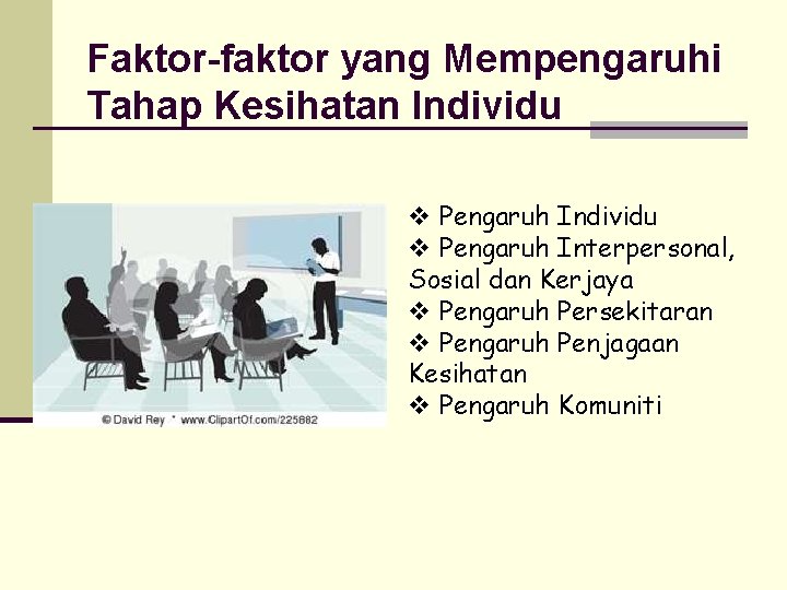 Faktor-faktor yang Mempengaruhi Tahap Kesihatan Individu v Pengaruh Interpersonal, Sosial dan Kerjaya v Pengaruh Faktor-faktor yang Mempengaruhi Tahap Kesihatan Individu v Pengaruh Interpersonal, Sosial dan Kerjaya v Pengaruh