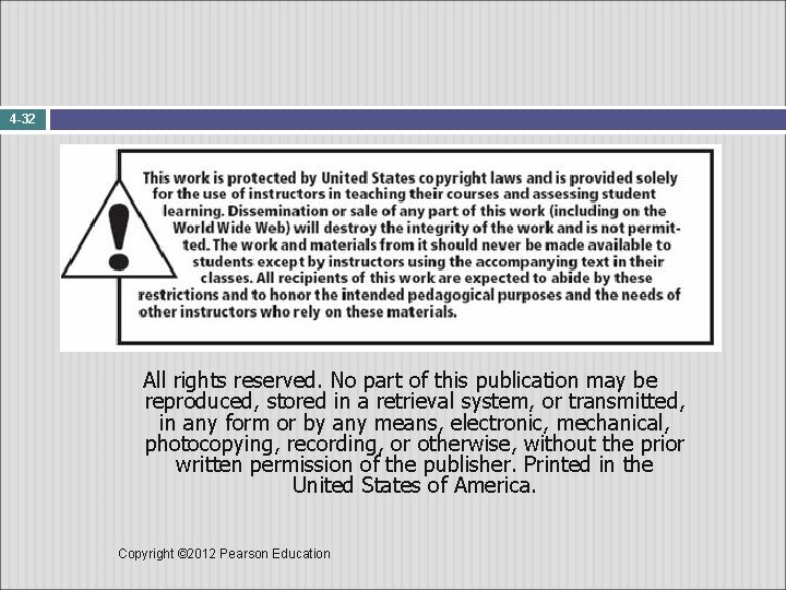 4 -32 All rights reserved. No part of this publication may be reproduced, stored