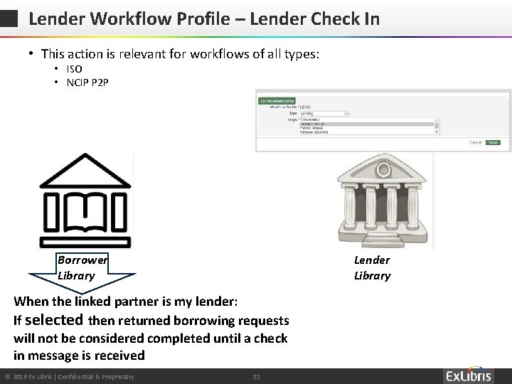Lender Workflow Profile – Lender Check In • This action is relevant for workflows Lender Workflow Profile – Lender Check In • This action is relevant for workflows