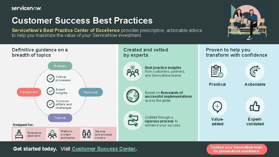 Customer Success Best Practices Service. Now’s Best Practice Center of Excellence provides prescriptive, actionable