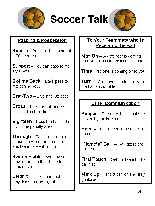 Soccer Talk Passing & Possession To Your Teammate who is Receiving the Ball Square