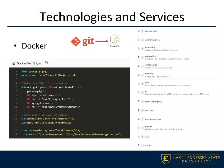 Technologies and Services • Docker 