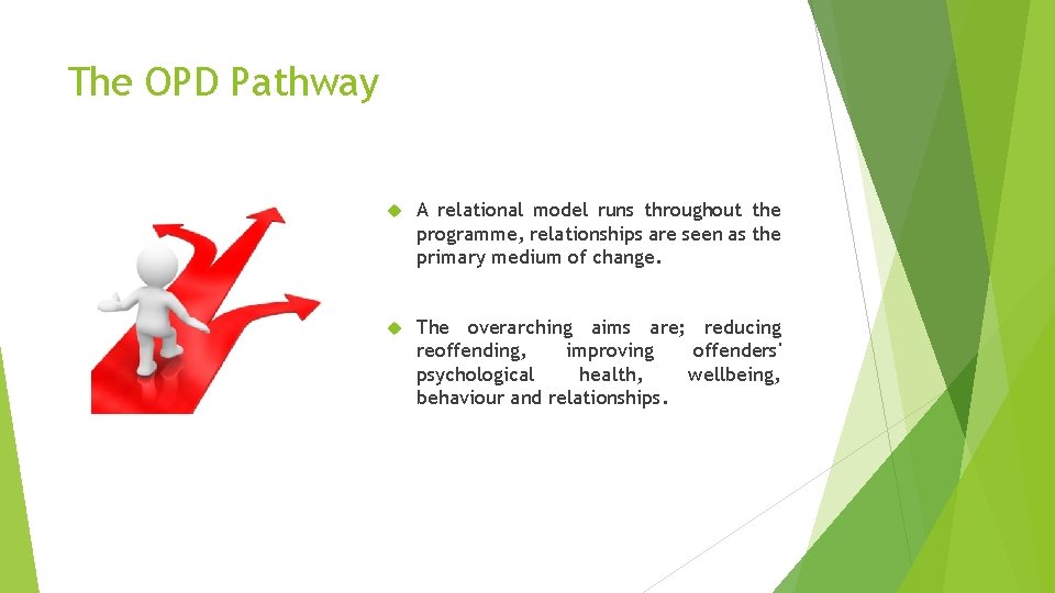 The OPD Pathway A relational model runs throughout the programme, relationships are seen as
