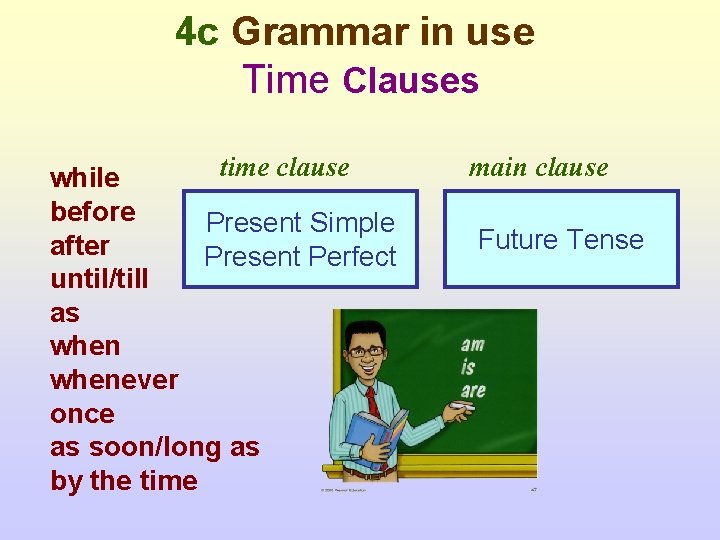 4 c Grammar in use Time Clauses time clause while before Present Simple after