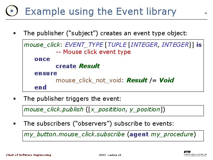 Example using the Event library § The publisher (“subject”) creates an event type object: