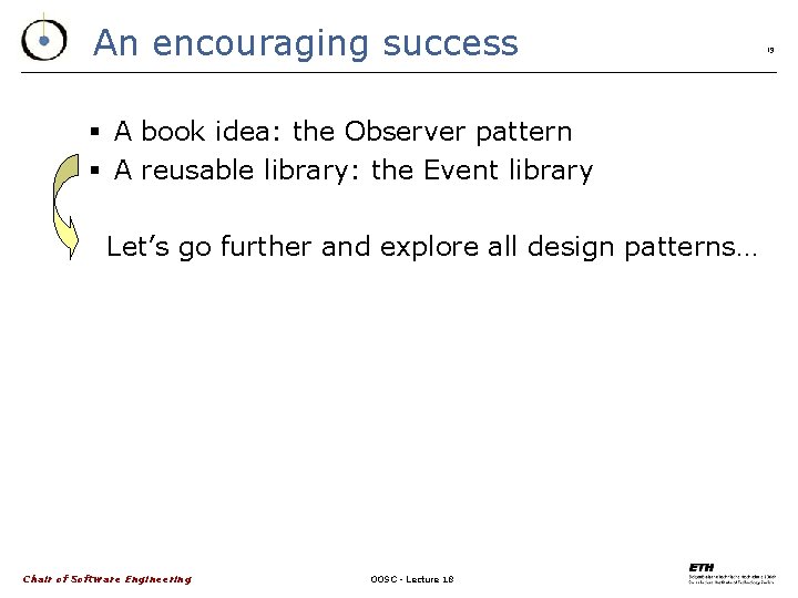 An encouraging success § A book idea: the Observer pattern § A reusable library: