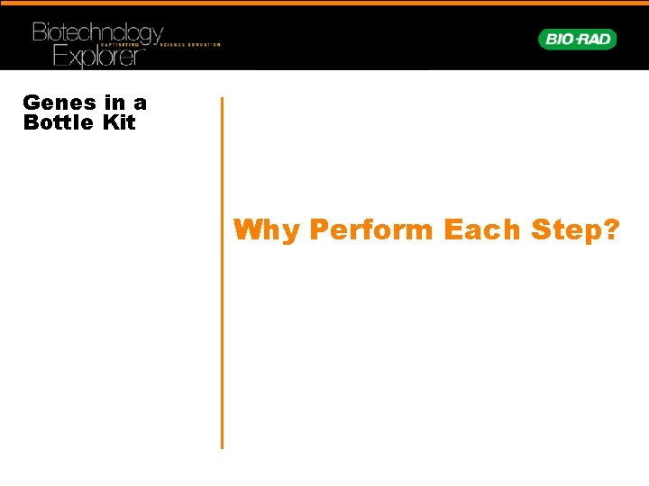 Genes in a Bottle Kit Why Perform Each Step? 