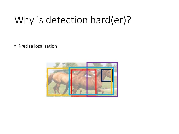 Why is detection hard(er)? • Precise localization 