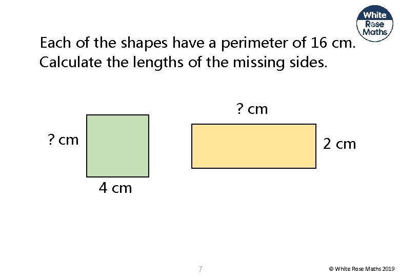 Each of the shapes have a perimeter of 16 cm. Calculate the lengths of