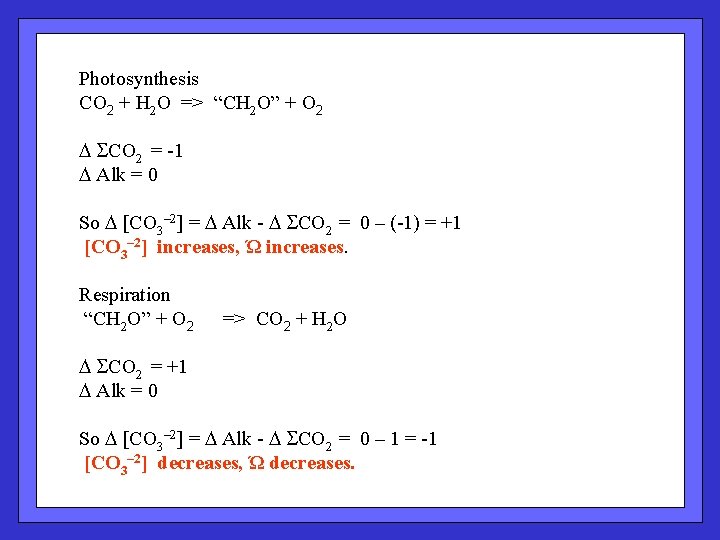 Photosynthesis CO 2 + H 2 O => “CH 2 O” + O 2