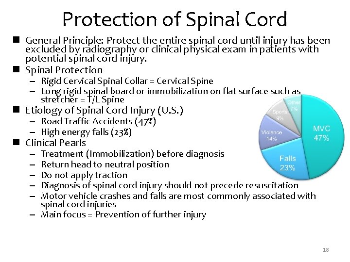 Protection of Spinal Cord n General Principle: Protect the entire spinal cord until injury