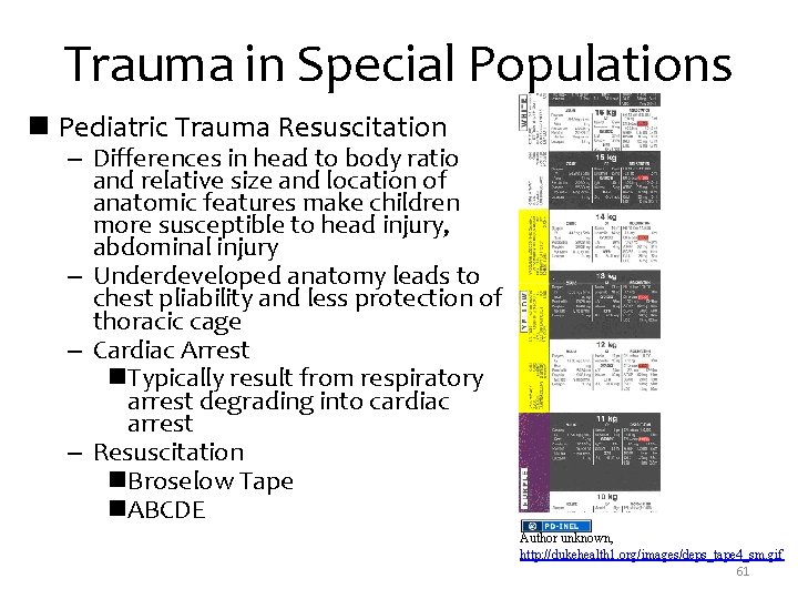 Trauma in Special Populations n Pediatric Trauma Resuscitation – Differences in head to body