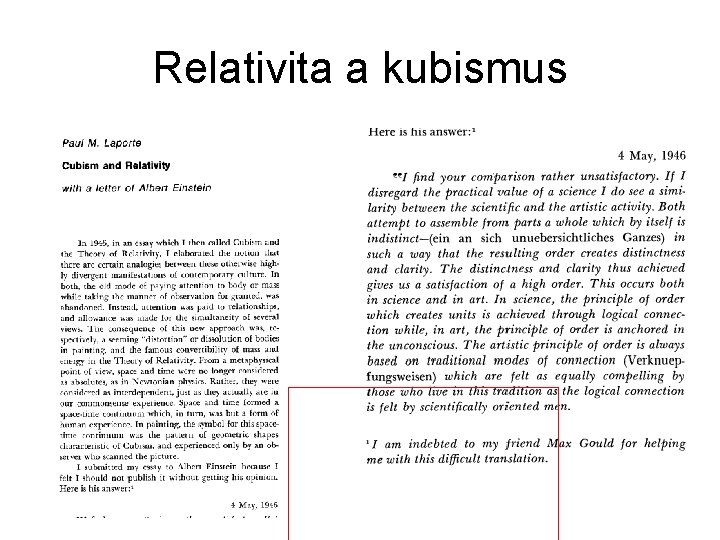 Relativita a kubismus 