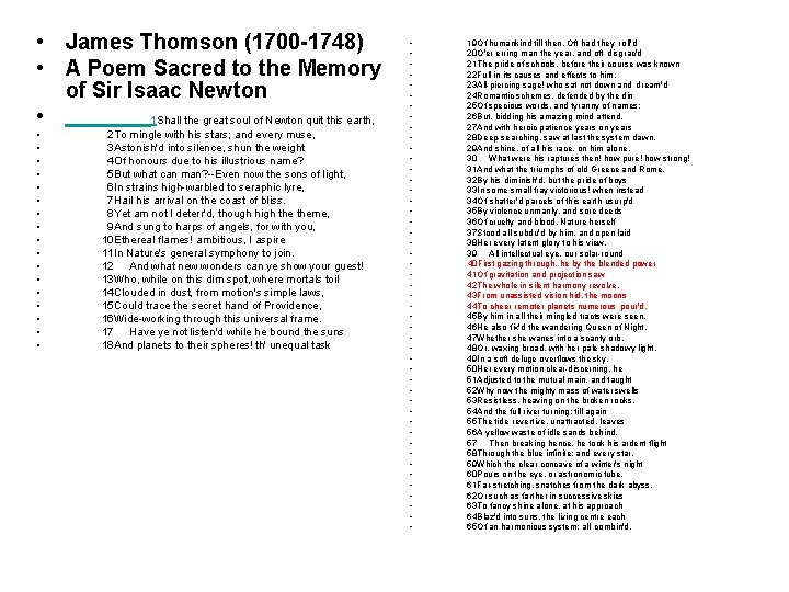  • James Thomson (1700 -1748) • A Poem Sacred to the Memory of